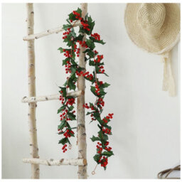 1.75M Artificial Christmas Tree Garland, Christmas Berry Holly Garland, Indoor Outdoor Green Christmas Decorations - thumbnail 4