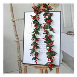 1.75M Artificial Christmas Tree Garland, Christmas Berry Holly Garland, Indoor Outdoor Green Christmas Decorations - thumbnail 2