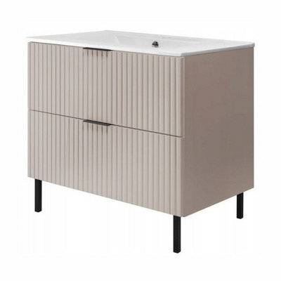 Heze Furniture Flow Standing Bathroom Vanity Cabinet With Basin 80Cm - Cashmere - image 1