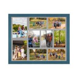 AK Frames 20X16 Navy Blue Modern Multi Photo Frame With Silver Mount - Holds 9 Apertures (2X) 7X5, (7X) 6X4 Photos