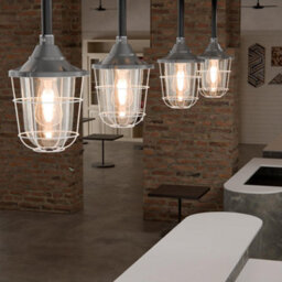Ledsone Conduit Pendant Light Kit Industrial Farmhouse Black Steel E27 Cage Fitting Ceiling Fixture 30Cm - thumbnail 2