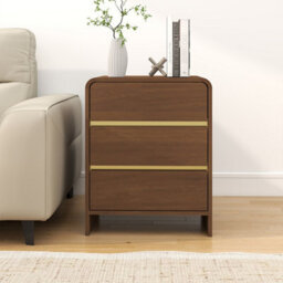 Melody Maison Walnut Brown 3 Drawer Bedside Table - Meridian Walnut Range - thumbnail 5