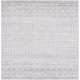 Livabliss Square Elaziz-Geometric Grey White Global Living Dining Bedroom Rug 180 X 180 Cm Easy Care, Non Shedding - thumbnail 1