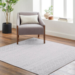 Livabliss Square Elaziz-Geometric Grey White Global Living Dining Bedroom Rug 180 X 180 Cm Easy Care, Non Shedding - thumbnail 2