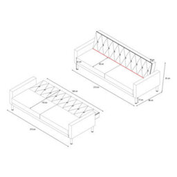 Dorel Home Avon 3S Sofabed Grey Fabric - thumbnail 2