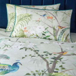 Soirée Peacock Jungle 100% Cotton Sateen Green Duvet Cover Set - thumbnail 2