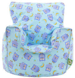 Bean Lazy Cotton Blue Owl Bean Bag Arm Chair Toddler Size