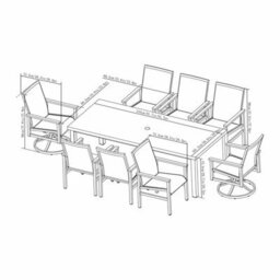 Xample Sunvilla Royce 9 Piece Patio Dining Set Sintered Stone Table Sling Chairs Swivel Rockers Aluminium Frame Cover - thumbnail 2