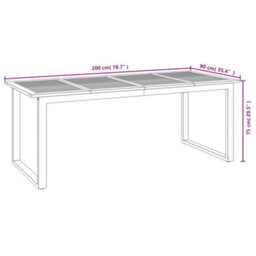 Berkfield Garden Table With U-Shaped Legs 200X80X75 Cm Solid Wood Acacia - thumbnail 8