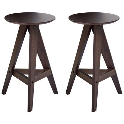 Beliani Set Of 2 Bar Stools Aroma Wood Dark Brown - image 1