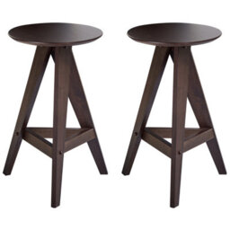 Beliani Set Of 2 Bar Stools Aroma Wood Dark Brown - thumbnail 1