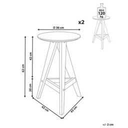 Beliani Set Of 2 Bar Stools Aroma Wood Dark Brown - thumbnail 3