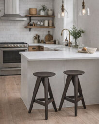 Beliani Set Of 2 Bar Stools Aroma Wood Dark Brown - thumbnail 2