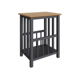 Oak Veneer Blue Side Table With Storage Ready Assembled Living Room - thumbnail 1