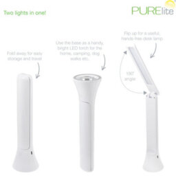 Purelite 2In1 Rechargeable Led Lamp & Torch, Table & Desk Light, 180Degree Adjustable Angle, Natural Daylight - thumbnail 3