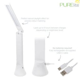 Purelite 2In1 Rechargeable Led Lamp & Torch, Table & Desk Light, 180Degree Adjustable Angle, Natural Daylight - thumbnail 4