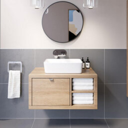 Affine Bathroom Wall Hung Vanity Unit White Basin Cabinet Storage Drawer Shelf 800mm - thumbnail 2