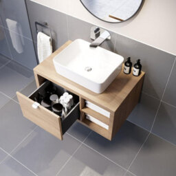 Affine Bathroom Wall Hung Vanity Unit White Basin Cabinet Storage Drawer Shelf 800mm - thumbnail 4