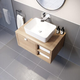 Affine Bathroom Wall Hung Vanity Unit White Basin Cabinet Storage Drawer Shelf 800mm - thumbnail 3