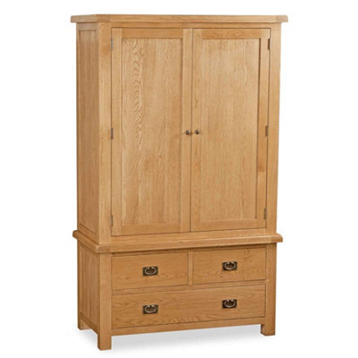 Zelah Oak Double Wardrobe With 3 Drawers - By Roseland Furniture - image 1