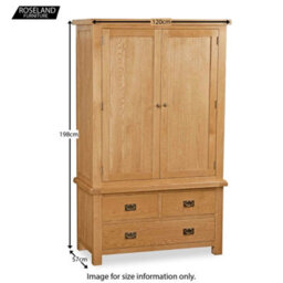 Zelah Oak Double Wardrobe With 3 Drawers - By Roseland Furniture - thumbnail 6