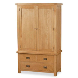 Zelah Oak Double Wardrobe With 3 Drawers - By Roseland Furniture - thumbnail 7
