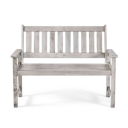 Vonhaus Grey Garden Bench 2 Seater, Acacia Wood Outdoor Bench, Armrests & Teak Oil Coat, Weather Resistant, Murcia - thumbnail 8
