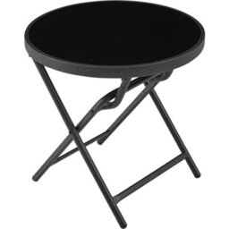 Yaheetech Black Round Outdoor Folding Side Table With Tempered Glass Top - thumbnail 3
