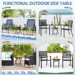 Yaheetech Black Round Outdoor Folding Side Table With Tempered Glass Top - thumbnail 9