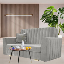 Light Grey Viva Glam Iii 3 Seater Sofa Bed With Storage Compartment And Wooden Legs - thumbnail 1