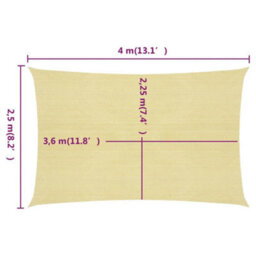 Berkfield Sunshade Sail 160 G/m2 Beige 2.5X4 M Hdpe - thumbnail 6