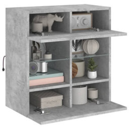 Berkfield Tv Wall Cabinet With Led Lights Concrete Grey 58.5X30X60.5 Cm - thumbnail 6