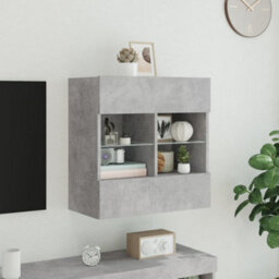 Berkfield Tv Wall Cabinet With Led Lights Concrete Grey 58.5X30X60.5 Cm - thumbnail 5