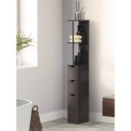 Tall Bathroom Cabinet Narrow Storage Unit Shelving Drawer Cupboard - thumbnail 3