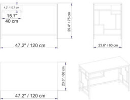 Decorotika Victory Study And Writing Desk Black & Walnut - thumbnail 4