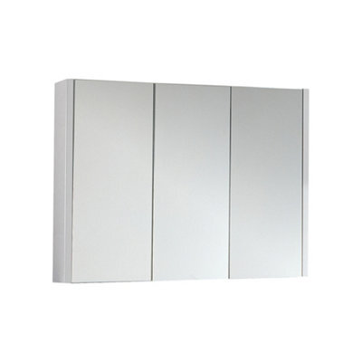 Homestylestore White Wall Mounted 3 Mirrored Door Bathroom Cabinet 899 X 650mm - image 1