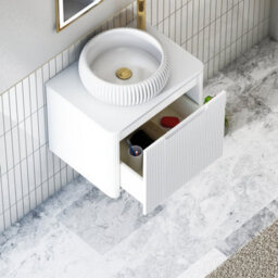 Royal Bathrooms Avenza 600mm Matte White Wall Hung Bathroom Countertop Vanity Unit 1 Drawer With Milan Basin - thumbnail 5