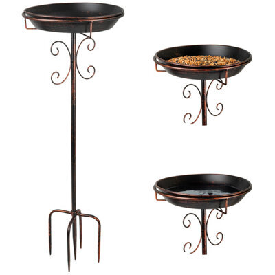 Woodside Vintage Metal Bird Bath & Feeder - Garden Bird Water & Feeding Station - image 1