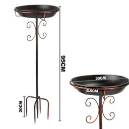 Woodside Vintage Metal Bird Bath & Feeder - Garden Bird Water & Feeding Station - thumbnail 7