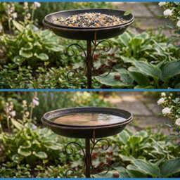 Woodside Vintage Metal Bird Bath & Feeder - Garden Bird Water & Feeding Station - thumbnail 4