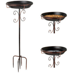 Woodside Vintage Metal Bird Bath & Feeder - Garden Bird Water & Feeding Station - thumbnail 1