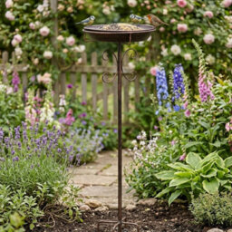 Woodside Vintage Metal Bird Bath & Feeder - Garden Bird Water & Feeding Station - thumbnail 3