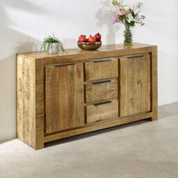 Buttercup Farm Surrey Large Sideboard 2 Door 3 Drawer - Solid Mango Wood - L40 X W145 X H80 Cm - thumbnail 4