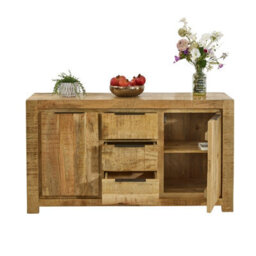 Buttercup Farm Surrey Large Sideboard 2 Door 3 Drawer - Solid Mango Wood - L40 X W145 X H80 Cm - thumbnail 3