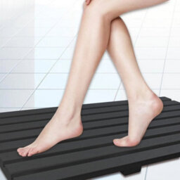 Large Black Bathroom Wooden Duck Board Natural Wood Rectangular Shower Bath Mat - thumbnail 5