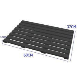 Large Black Bathroom Wooden Duck Board Natural Wood Rectangular Shower Bath Mat - thumbnail 2