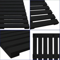 Large Black Bathroom Wooden Duck Board Natural Wood Rectangular Shower Bath Mat - thumbnail 4