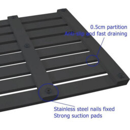 Large Black Bathroom Wooden Duck Board Natural Wood Rectangular Shower Bath Mat - thumbnail 3