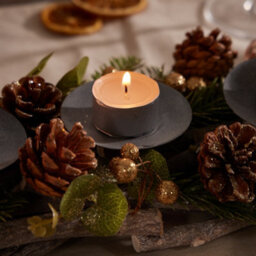 Dibor Rose Gold Sparkle Christmas Table Decoration Candle Holder Centrepiece - thumbnail 4