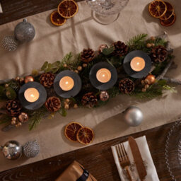 Dibor Rose Gold Sparkle Christmas Table Decoration Candle Holder Centrepiece - thumbnail 3